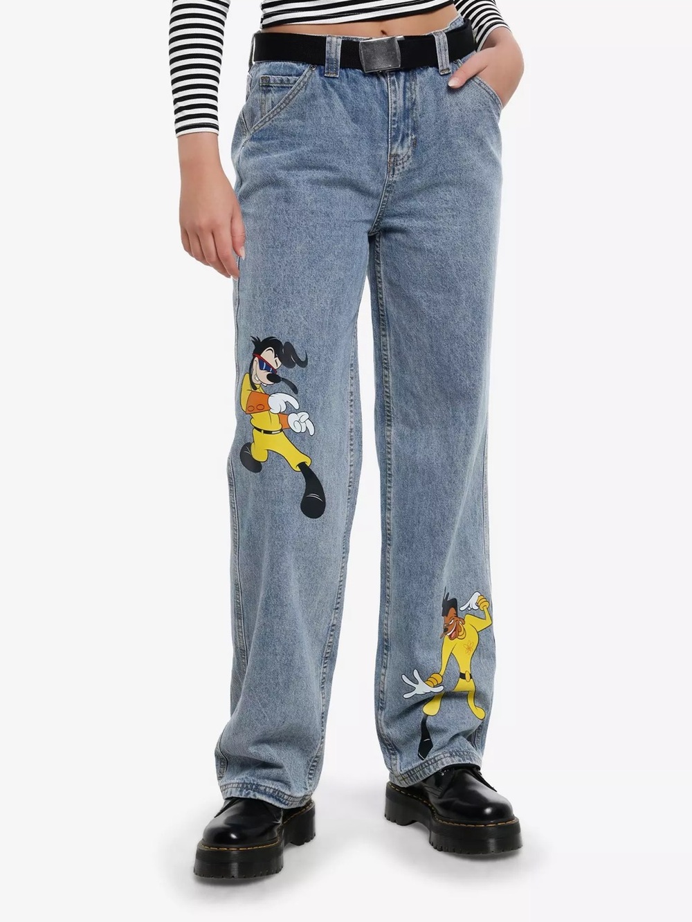 Disney A Goofy Movie Max & Powerline Belted Straight Leg Denim Jeans Hot Topic